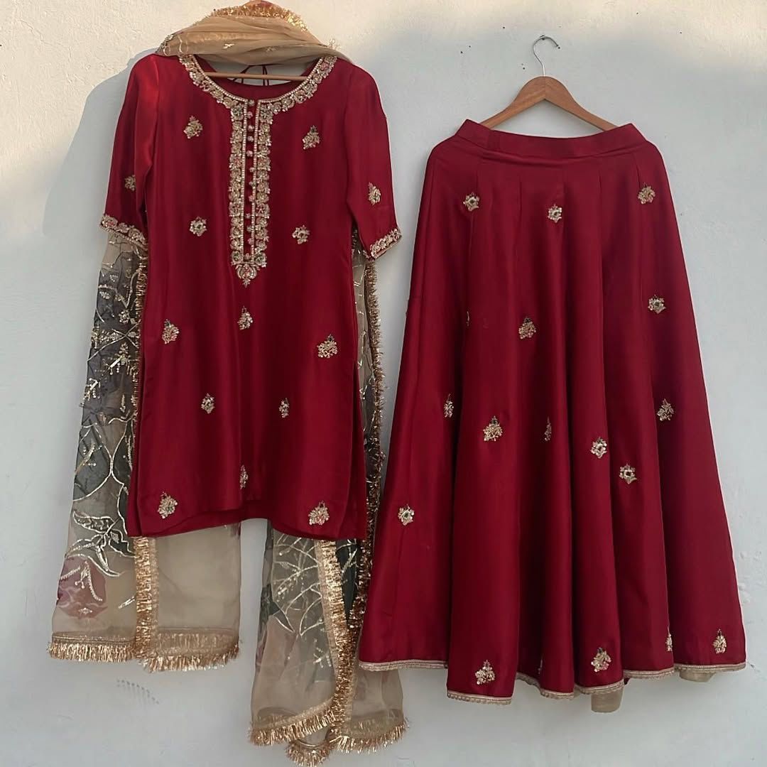 Designer Embroidery Work Palazzo Suit