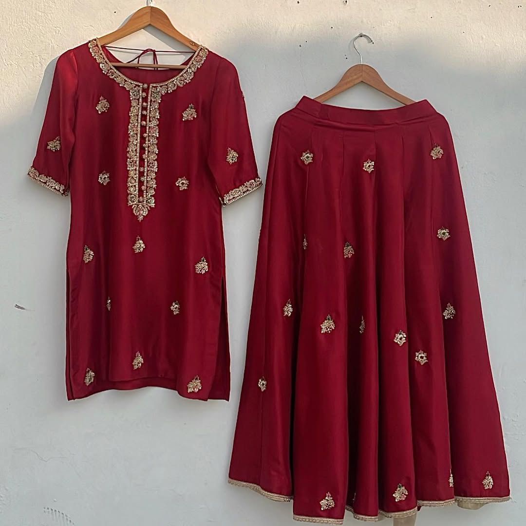 Designer Embroidery Work Palazzo Suit