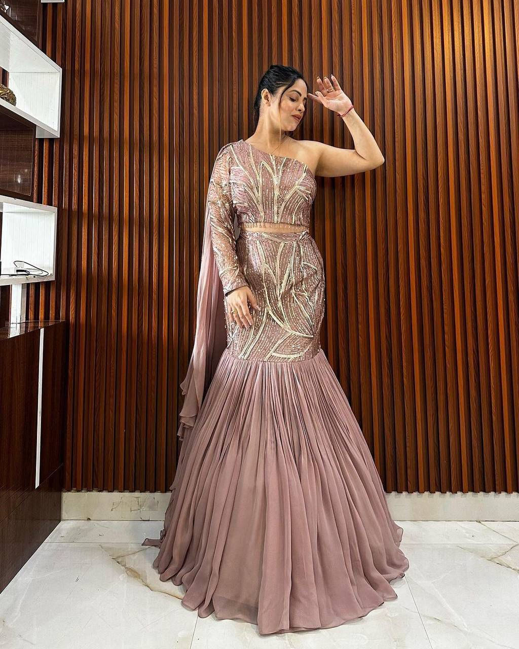 Beautiful Ruffle Lehenga Choli Set in Faux Georgette with Sequin Embroidery Work