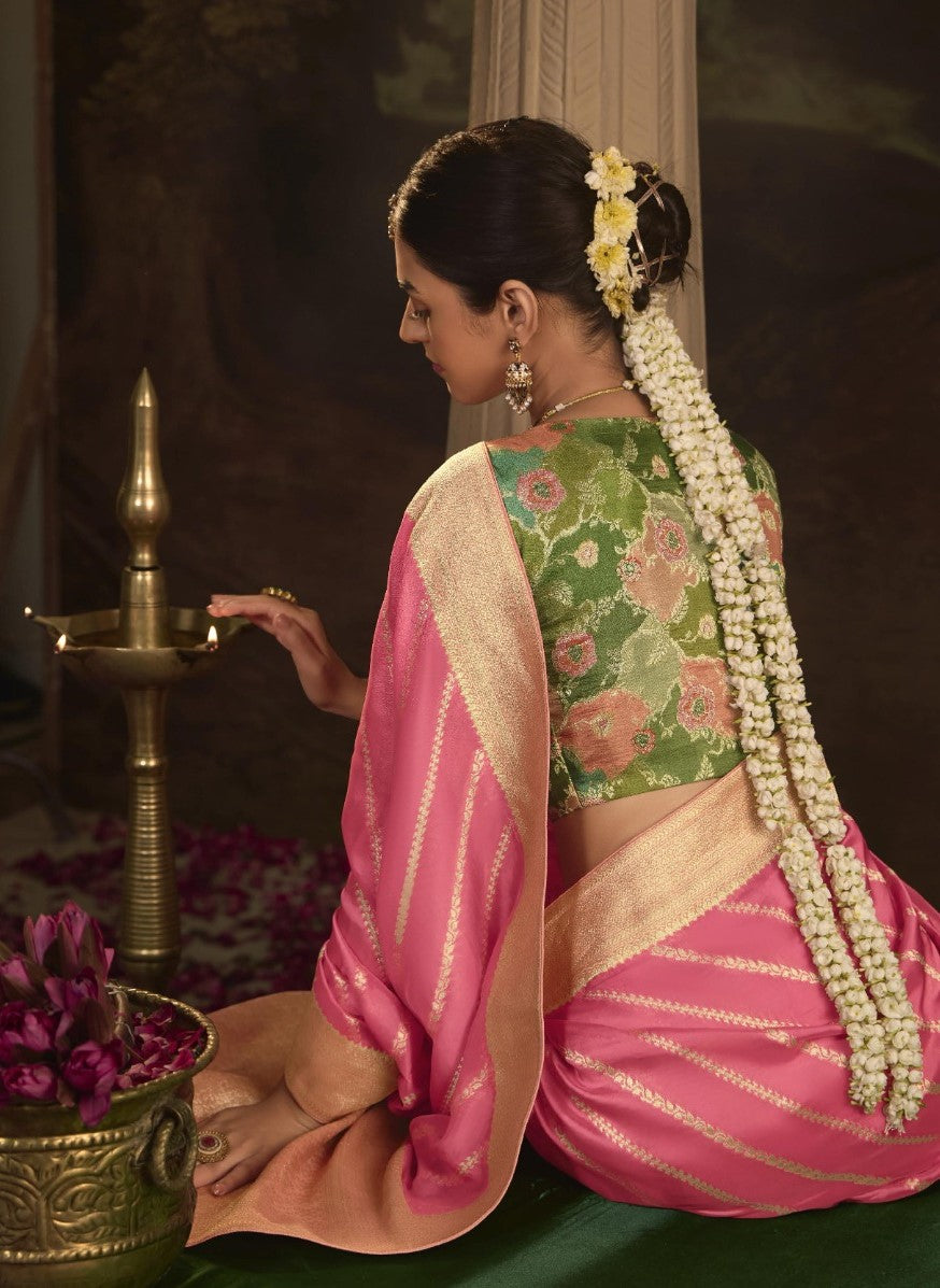 Pure Crepe Dola Silk with Zari Weaving & Unique Tassels Saree