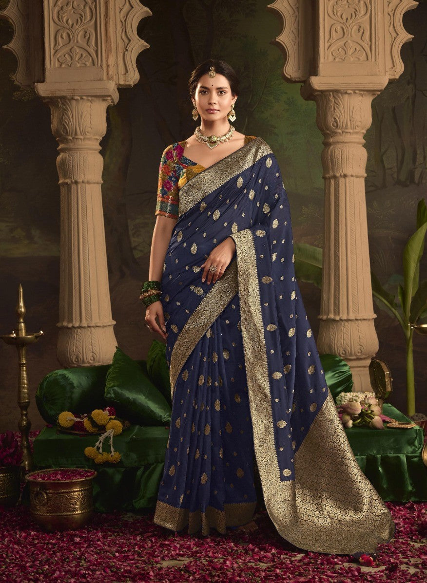 Pure Crepe Dola Silk with Zari Weaving & Unique Tassels Saree