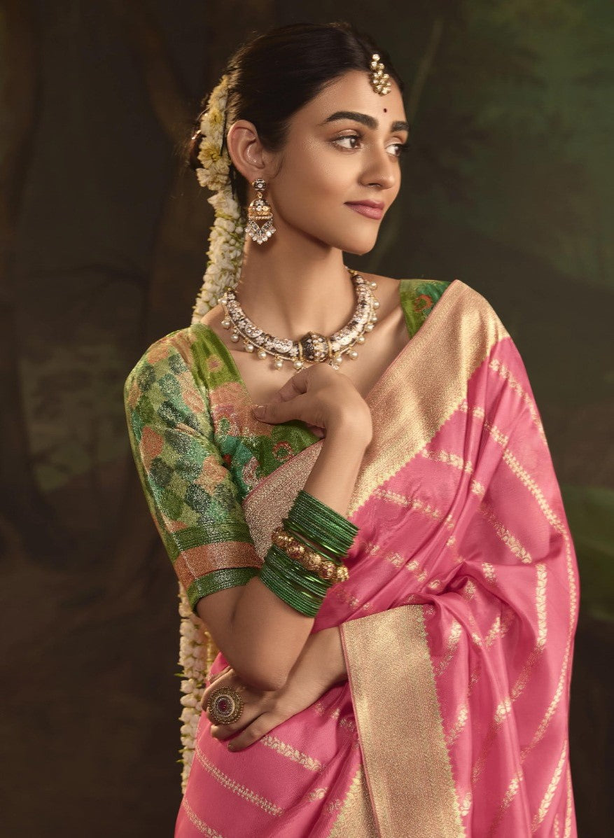 Pure Crepe Dola Silk with Zari Weaving & Unique Tassels Saree