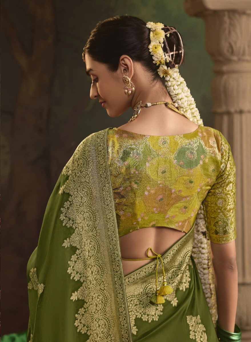 Pure Crepe Dola Silk with Zari Weaving & Unique Tassels Saree