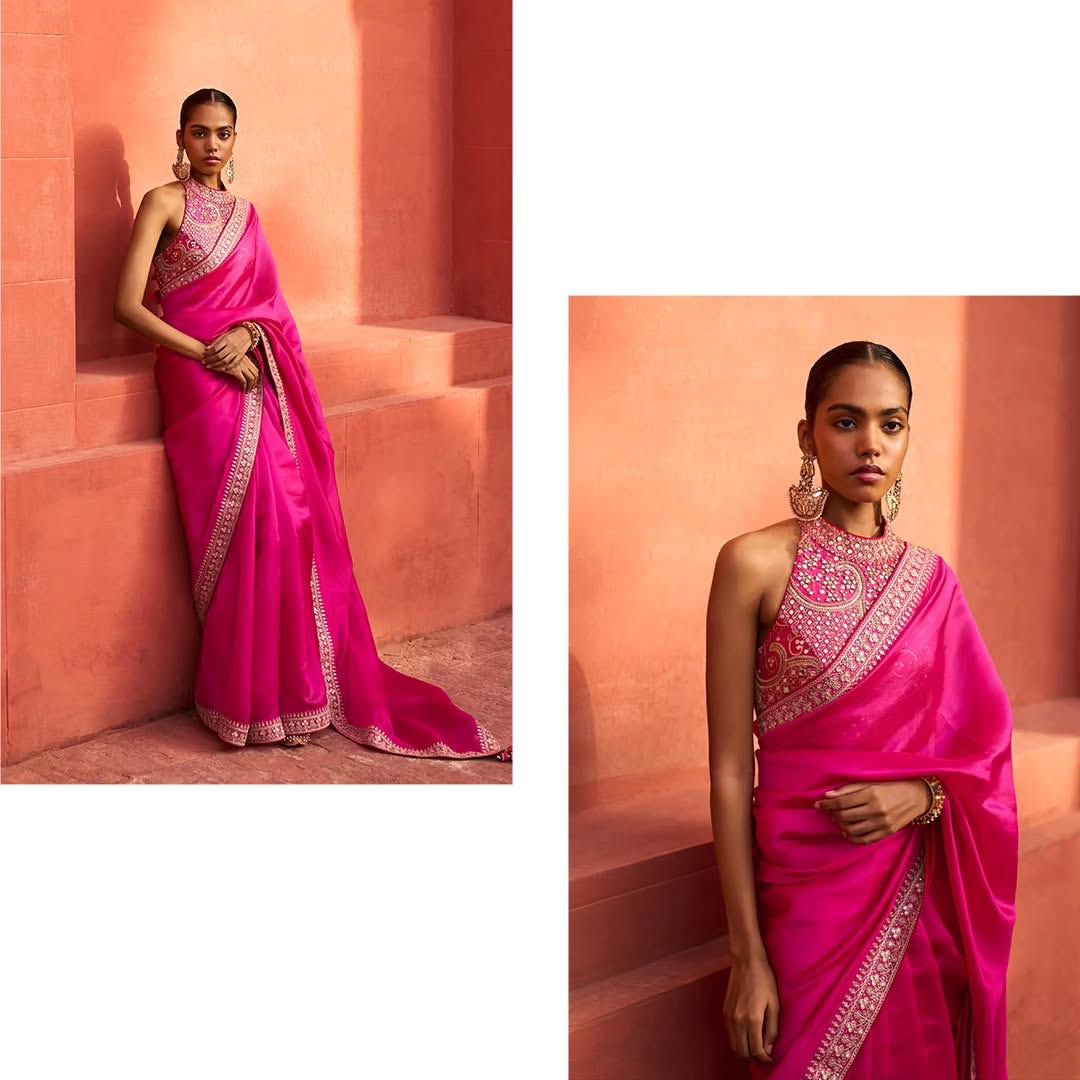 Shimmering Soft Jimi Chu Saree with Sequins Dori & Fancy Latkan
