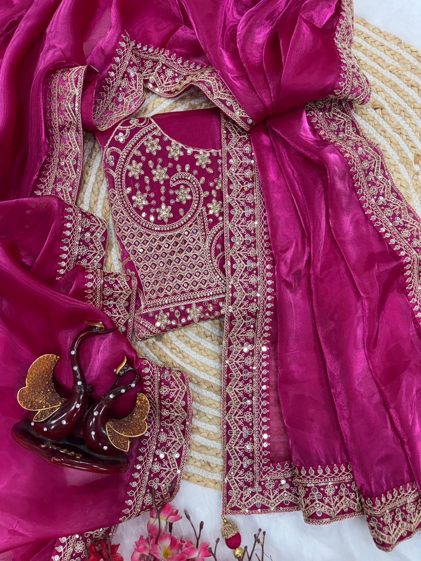 Shimmering Soft Jimi Chu Saree with Sequins Dori & Fancy Latkan