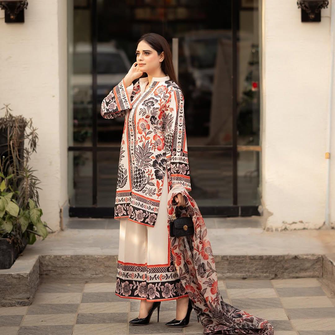 Trendy Pure American Crepe Digital Print Co-Ord Set with Chiffon Georgette Dupatta