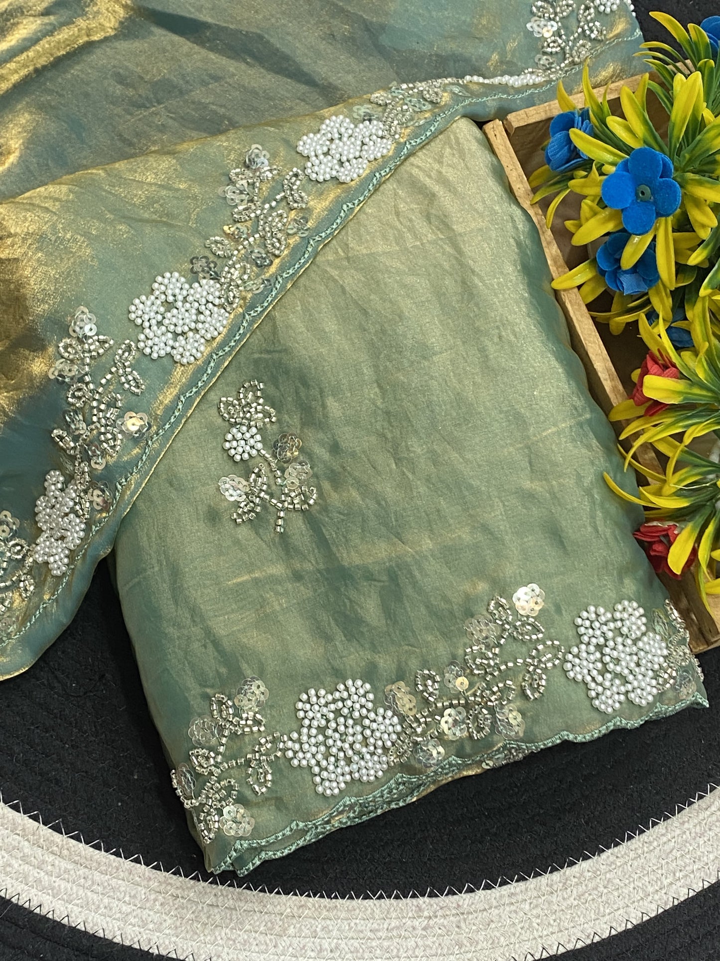 Fendy Satin Silk Embroidered Saree