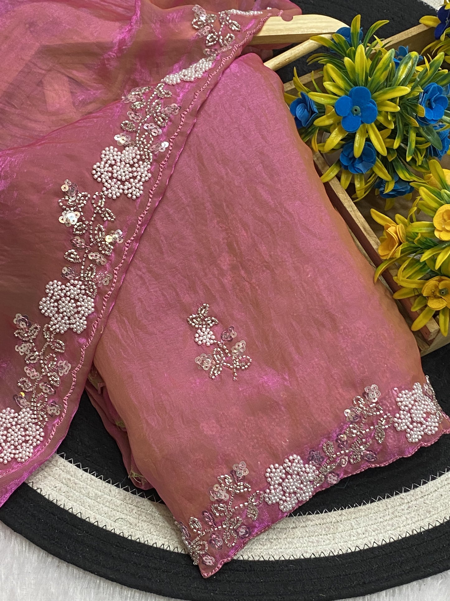 Fendy Satin Silk Embroidered Saree