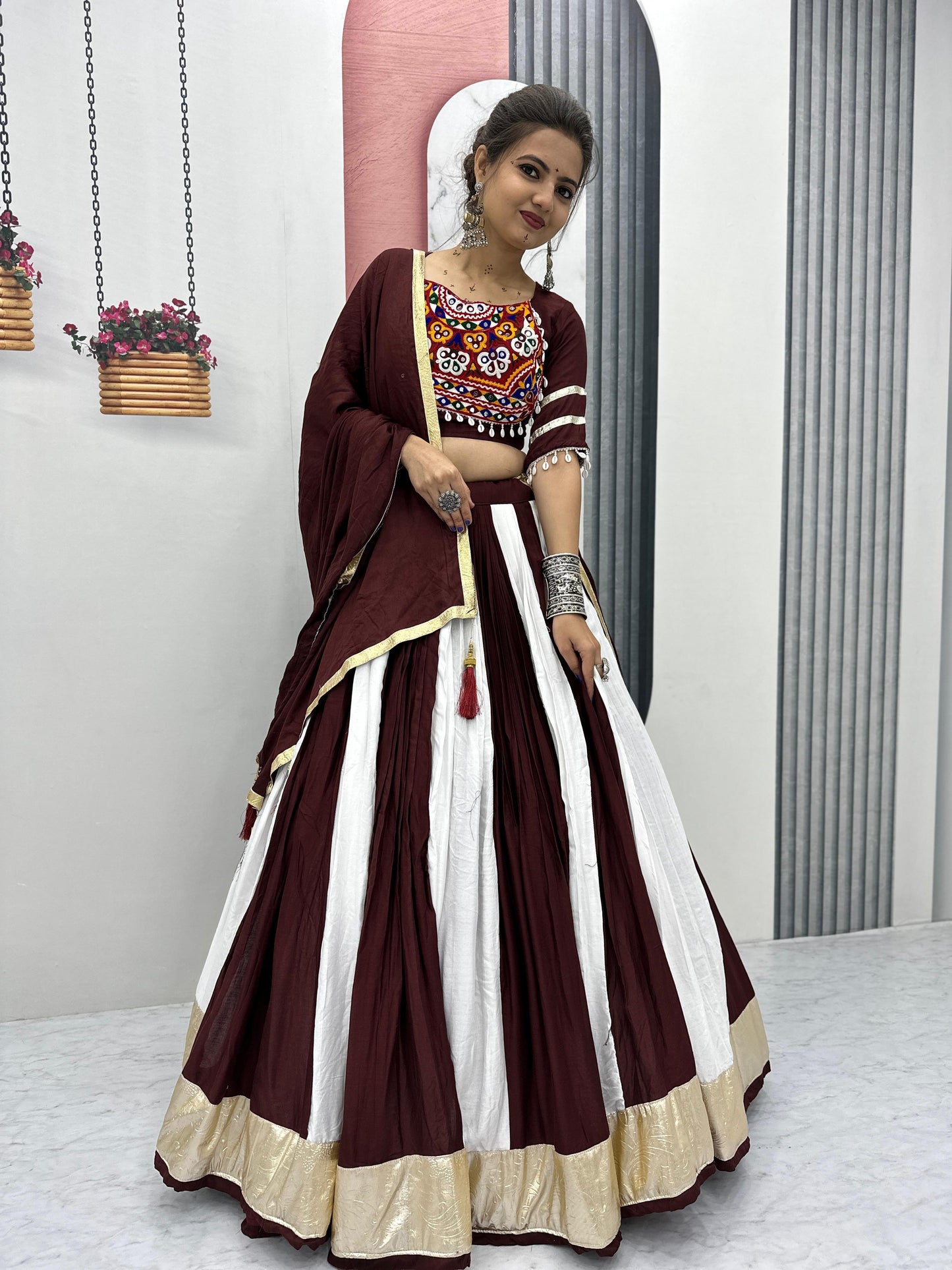 Navratri Special Cotton Lehenga Choli with 5 to 6 Mtr Flair