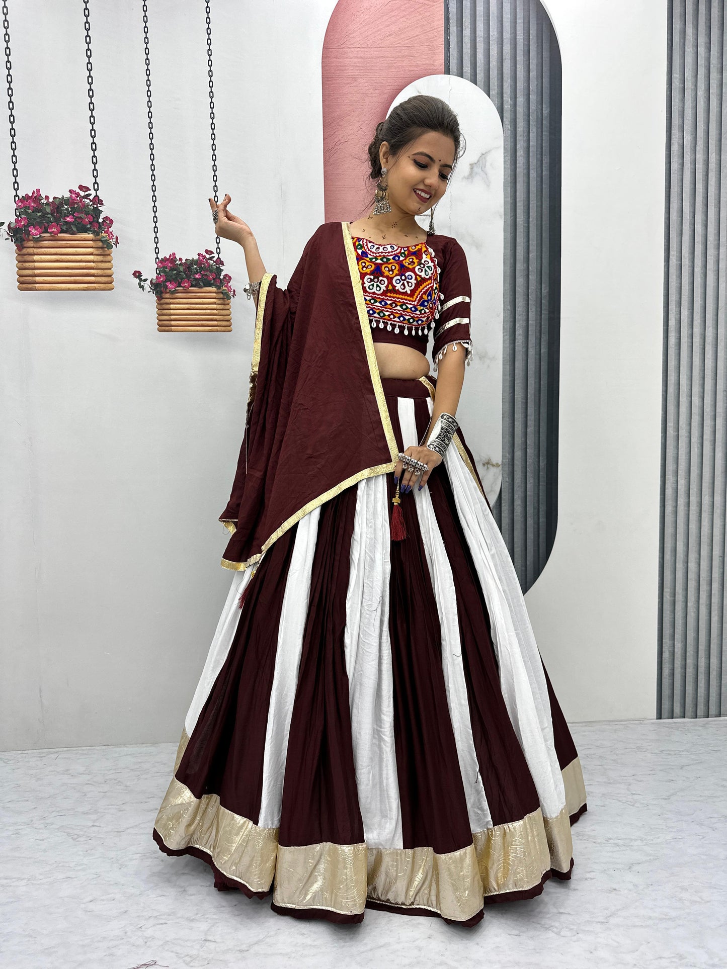 Navratri Special Cotton Lehenga Choli with 5 to 6 Mtr Flair