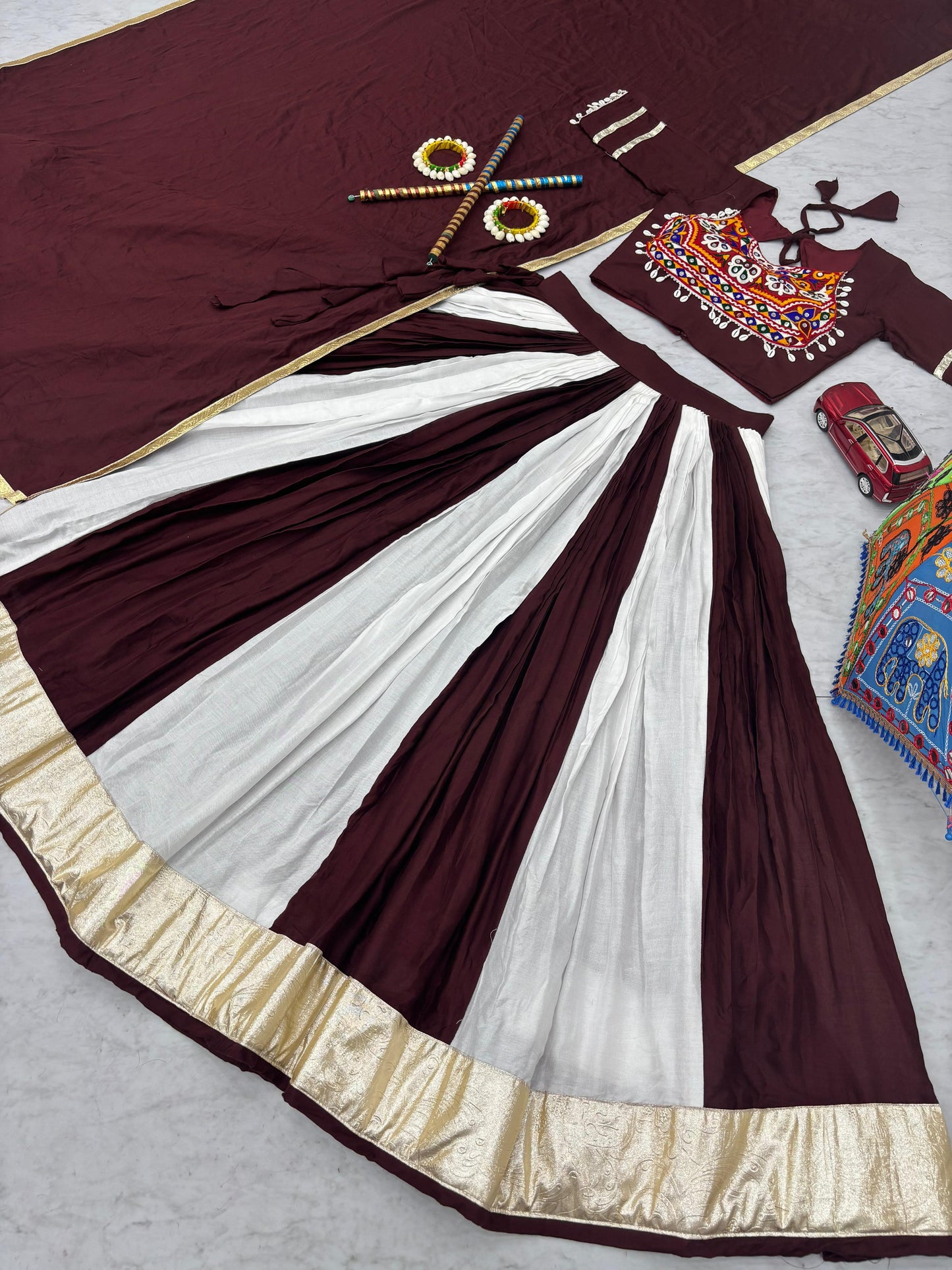 Navratri Special Cotton Lehenga Choli with 5 to 6 Mtr Flair