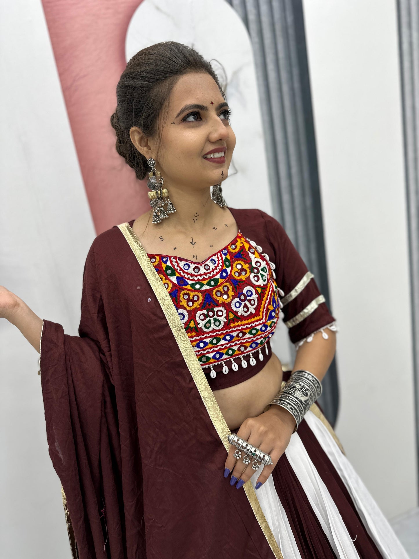 Navratri Special Cotton Lehenga Choli with 5 to 6 Mtr Flair