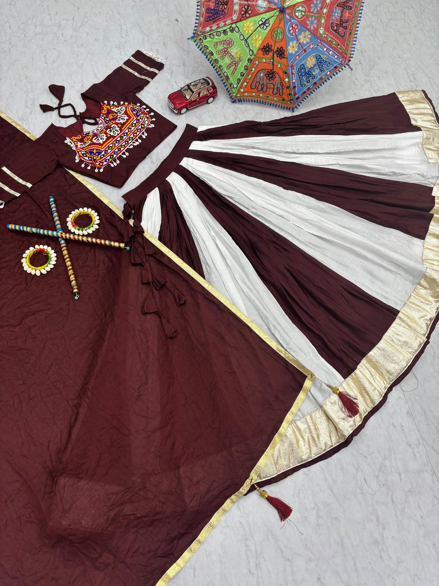 Navratri Special Cotton Lehenga Choli with 5 to 6 Mtr Flair