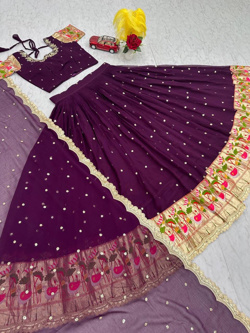 Faux Georgette Lehenga Choli with Embroidery Sequence Work