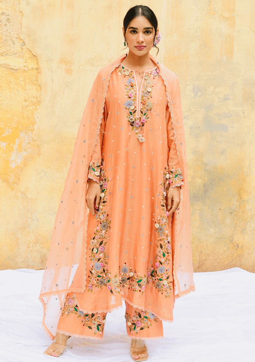 Faux Georgette Embroidery Sequence Work & Lace Border Salwar Kameez