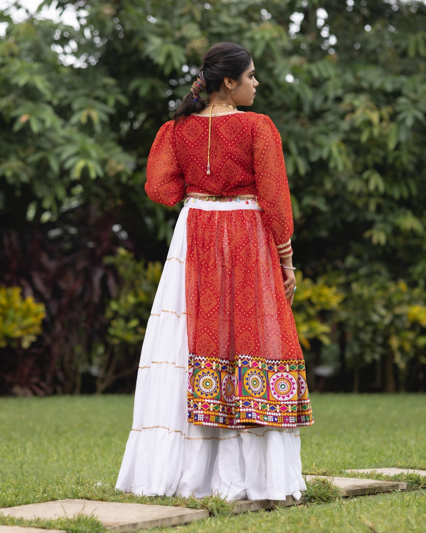 Pure Heavy rayon Cotton With Bandhani Print Real Mirror Work