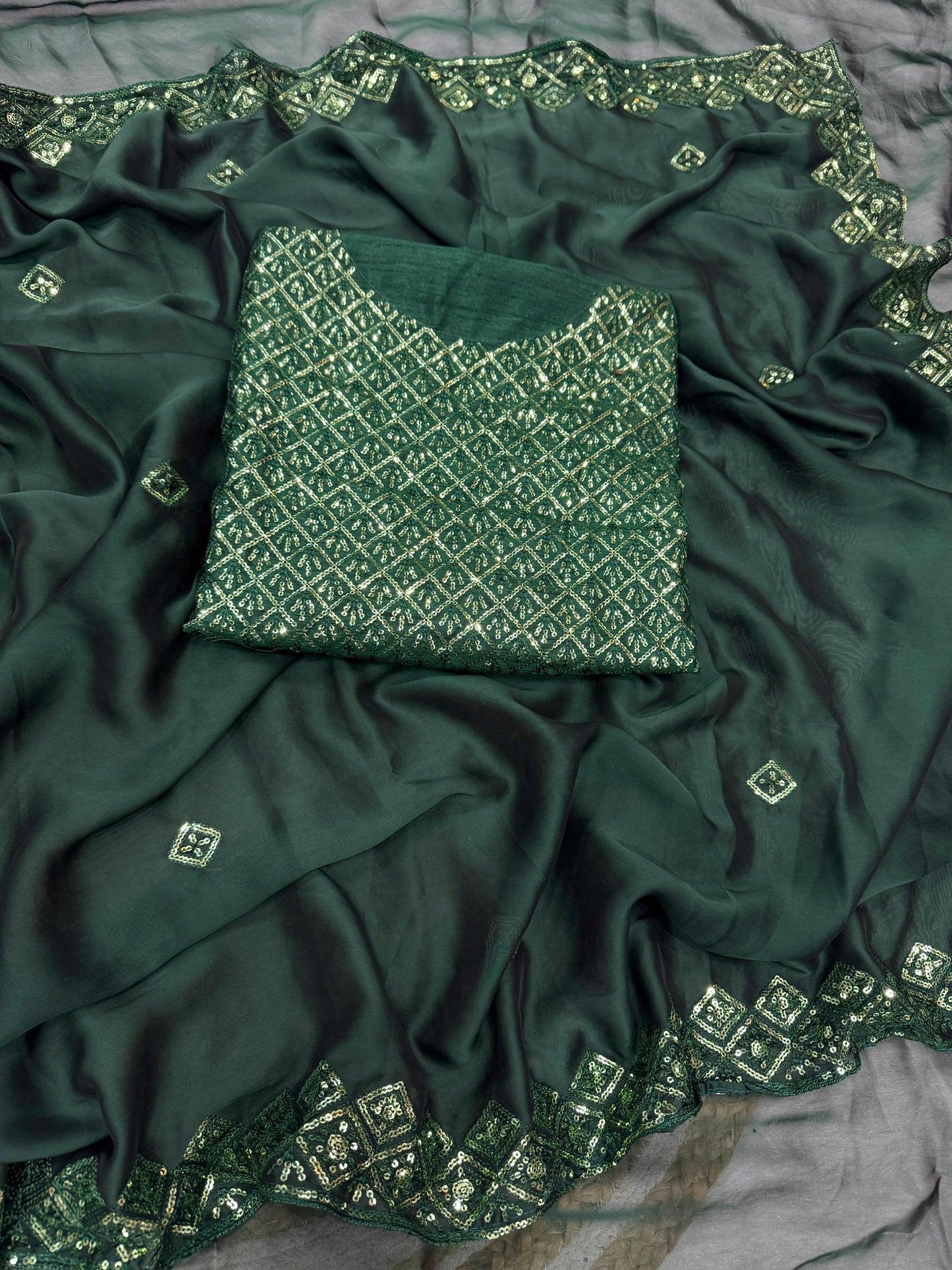 Rangoli Silk Saree with Heavy Sequence Embroidery Work