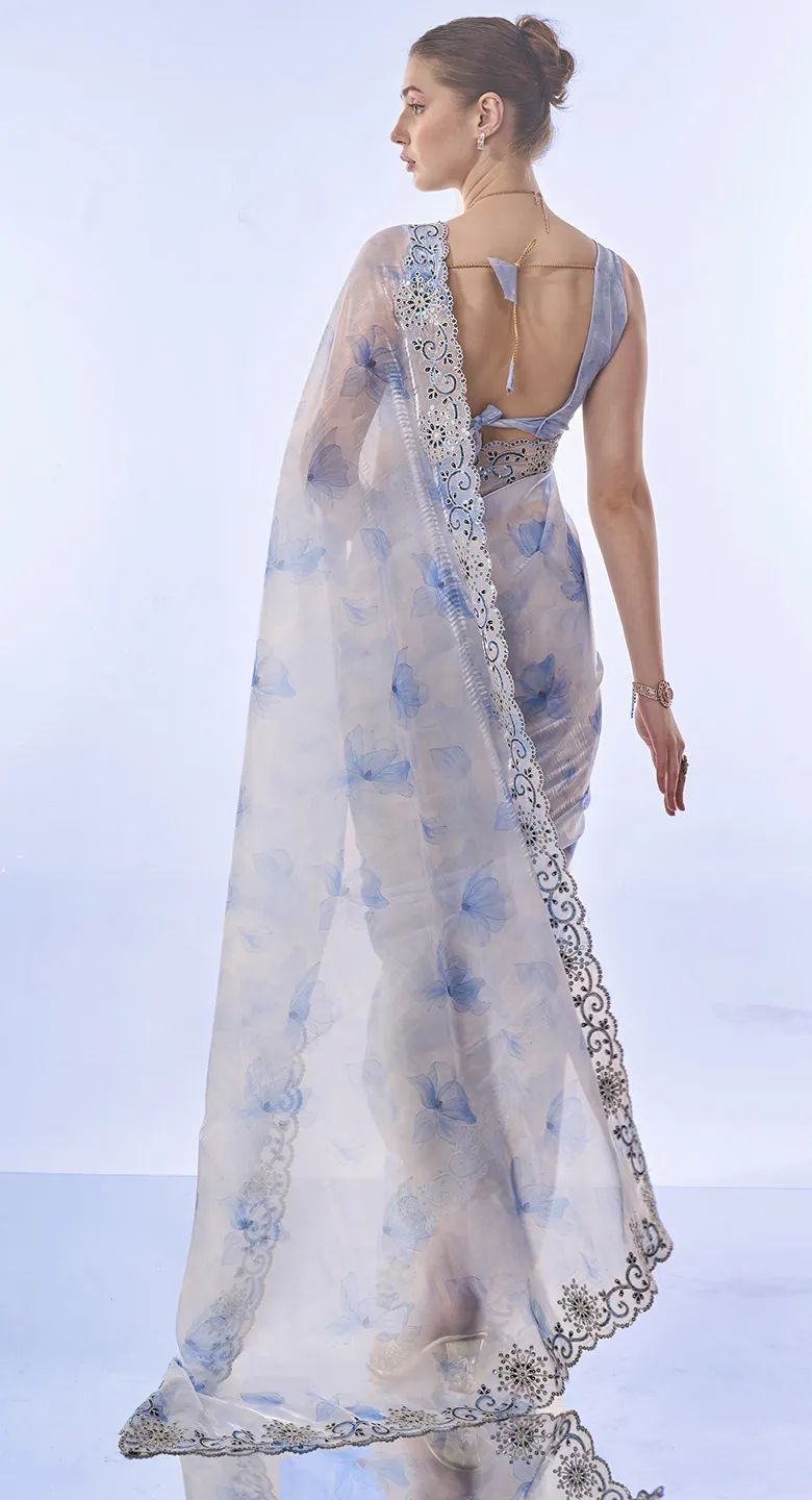 Elegant Space Silk Saree with Sequin & Zari Embroidery