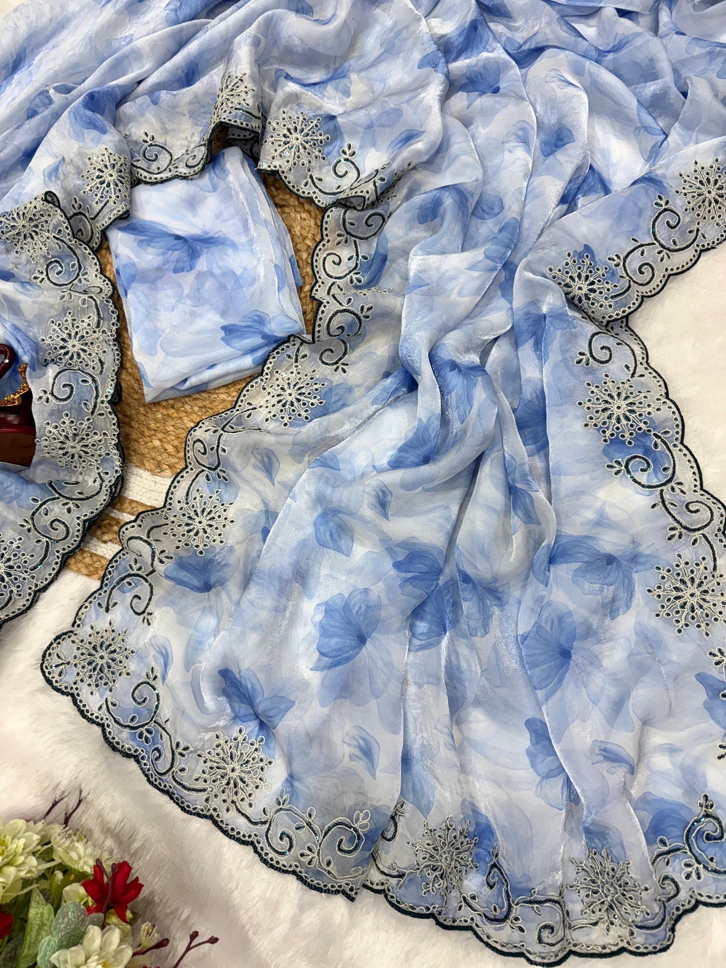 Elegant Space Silk Saree with Sequin & Zari Embroidery
