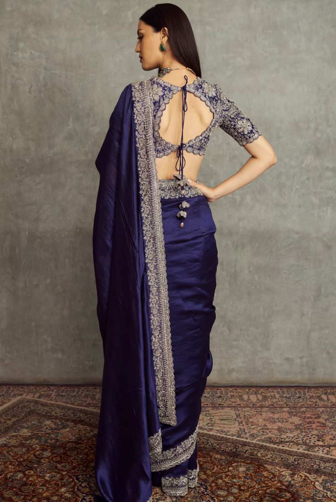 Pure Silk Embroidery Sequence Coding Work Saree with Blouse