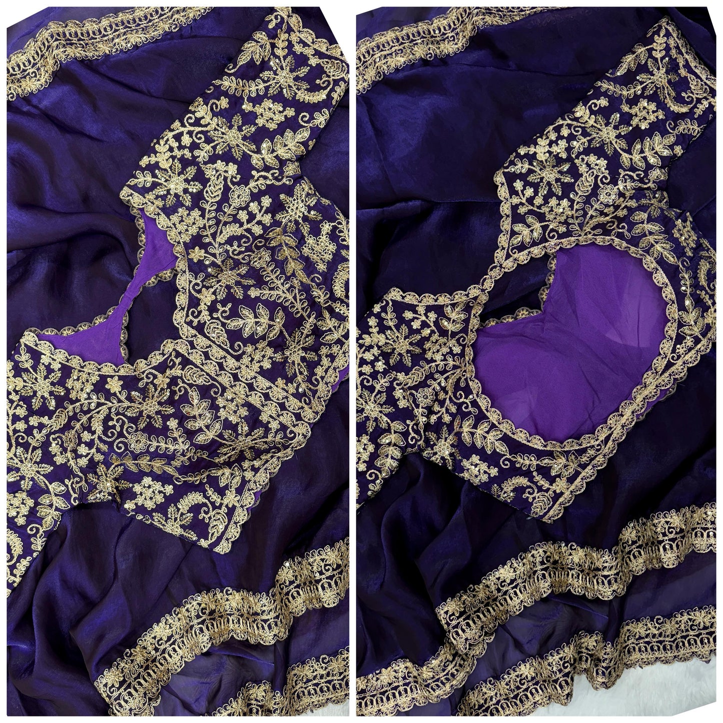 Pure Silk Embroidery Sequence Coding Work Saree with Blouse