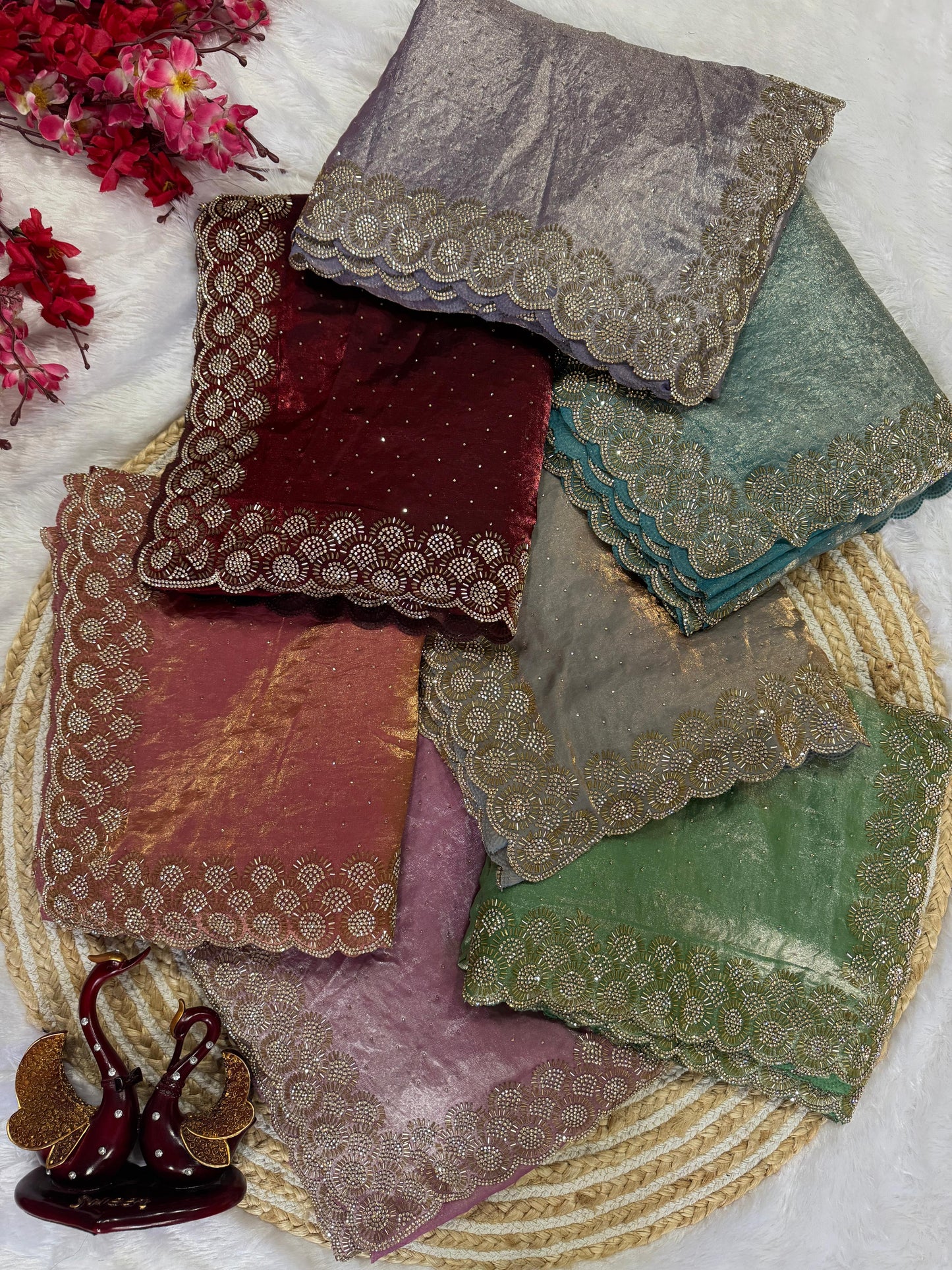 Designer Space Silk Saree With Heavy Beads,Party Wear Saree