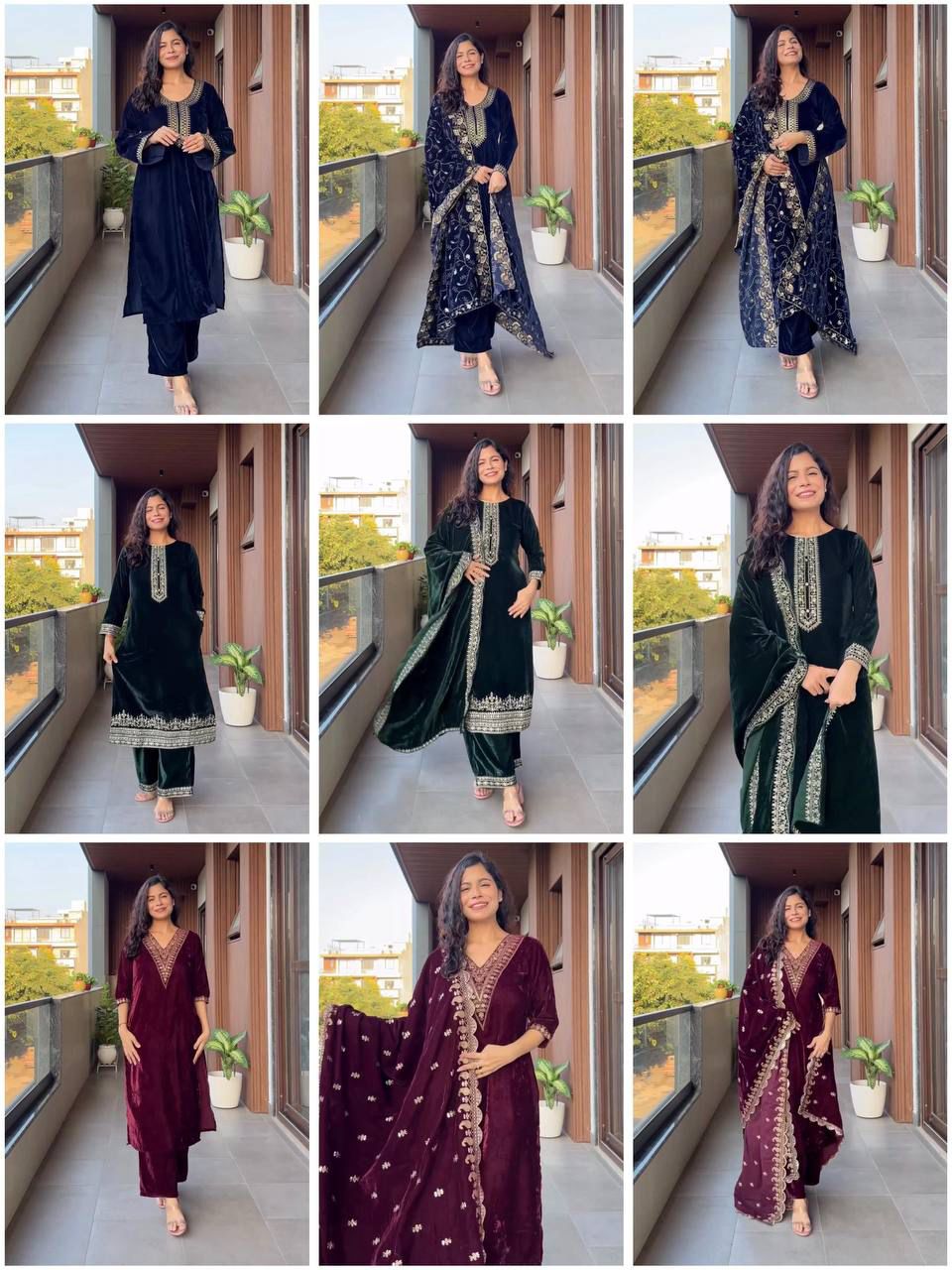 velvet cording sequence embroidery work party wear suit