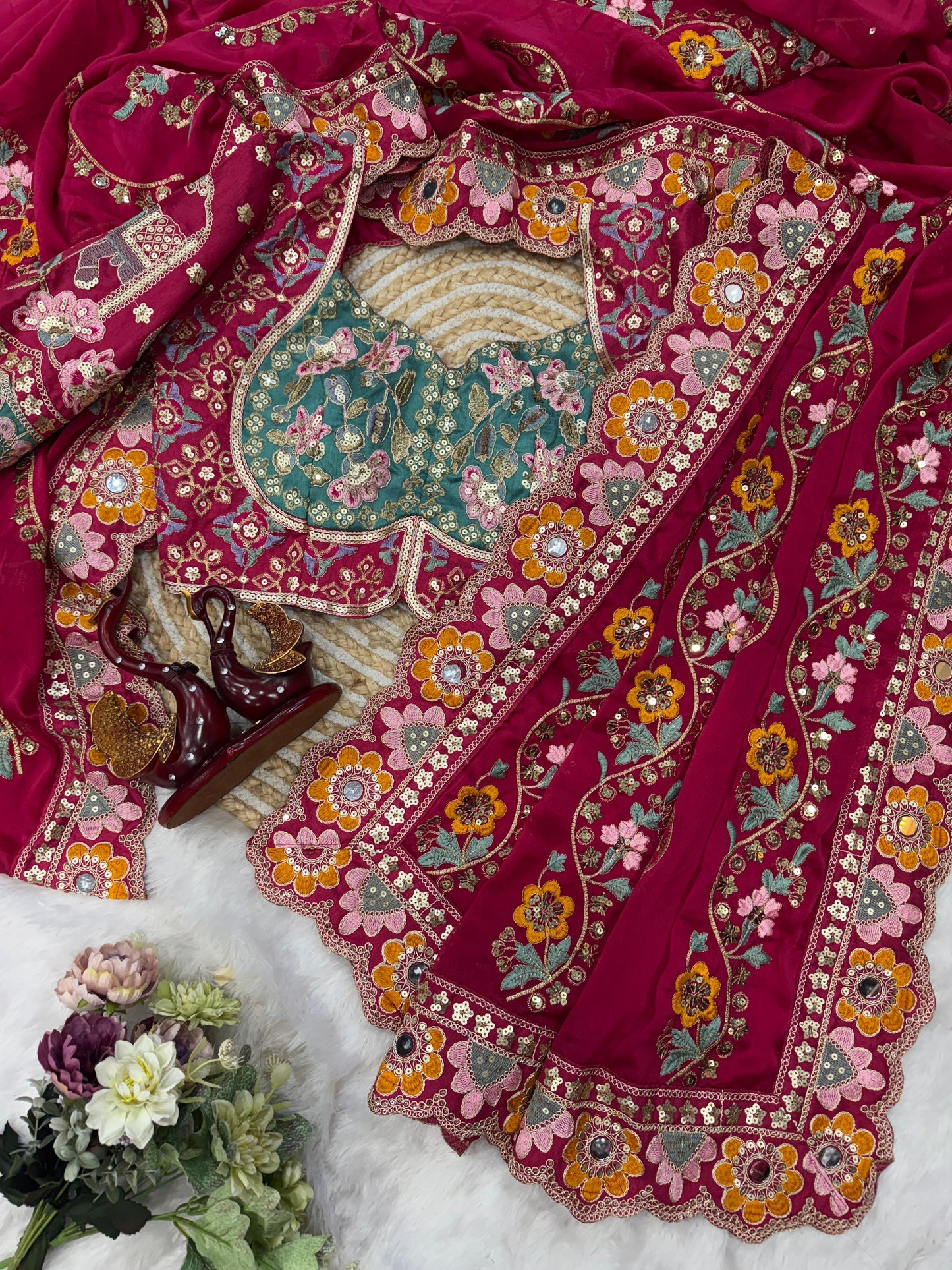 Pure georgette bandhni print & mothda lehriya saree
