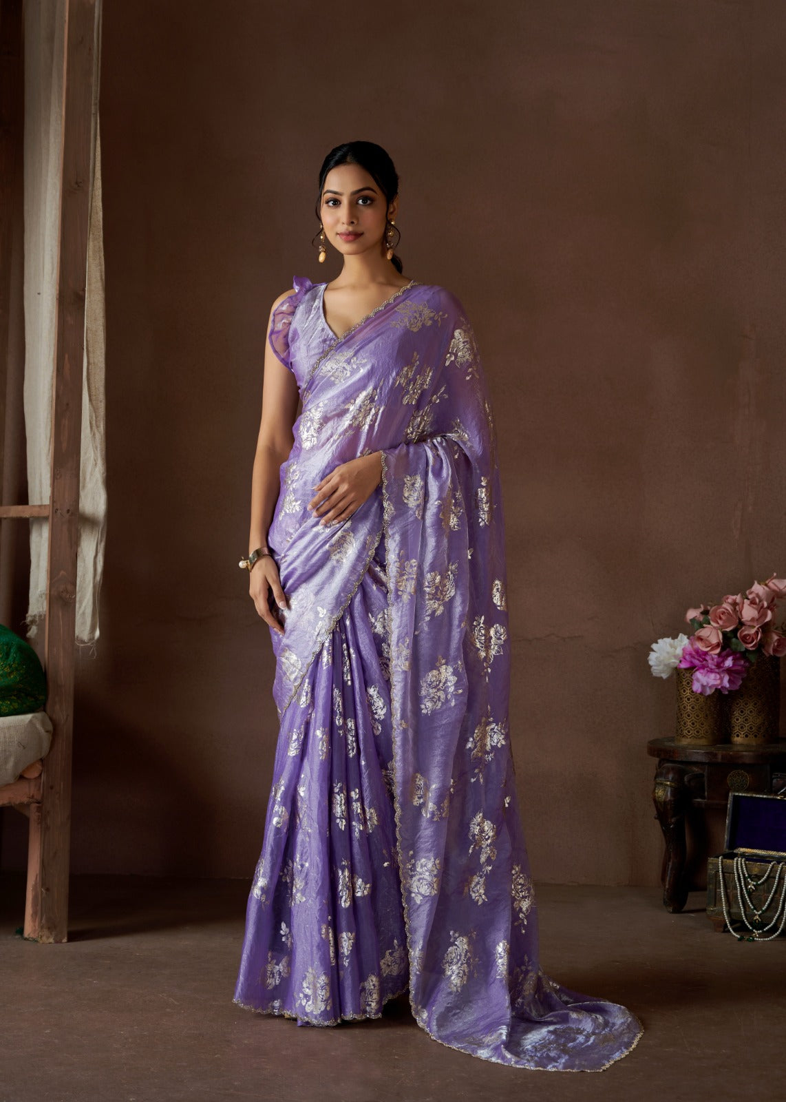 Pure Satin Jarkan Work Saree