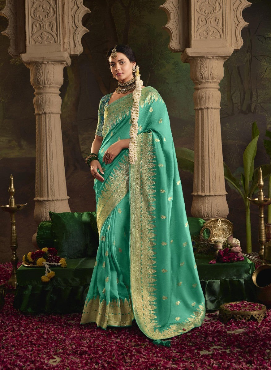 Pure Crepe Dola Silk with Zari Weaving & Unique Tassels Saree