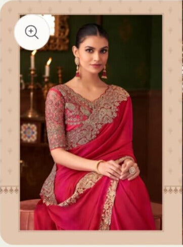 Heavy Embroidered Lace Border Saree with Sequins