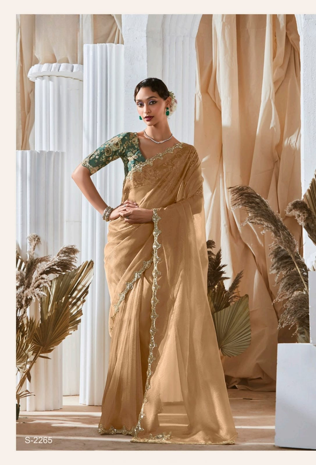 Lace Embroidered Georgette Fancy Saree
