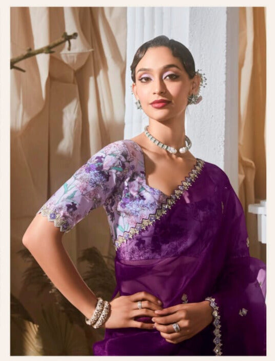 Lace Embroidered Georgette Fancy Saree