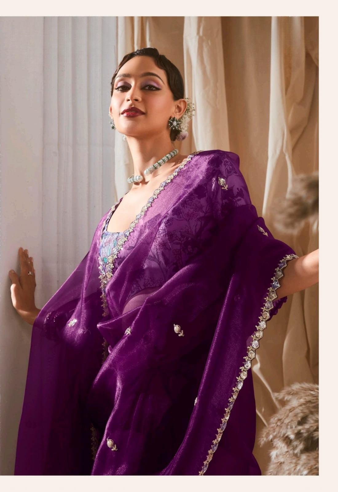 Lace Embroidered Georgette Fancy Saree
