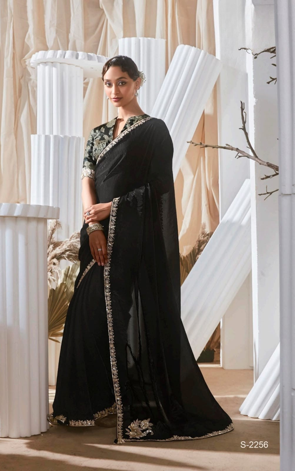 Lace Embroidered Georgette Fancy Saree