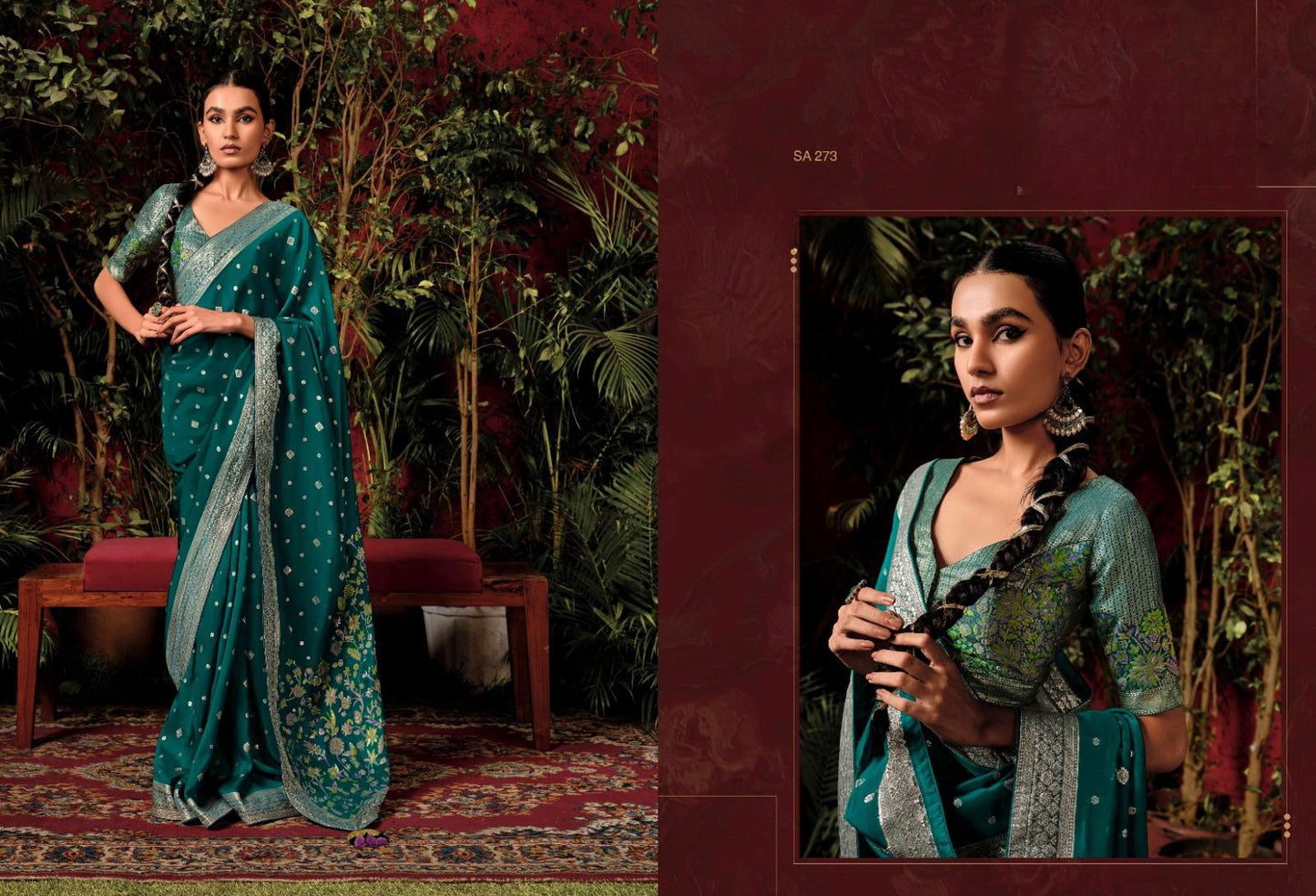 Pure Viscose Dola Silk Saree With Handwork On Blouse And Pallu