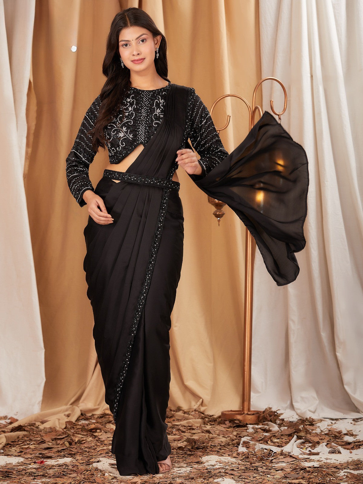 Embroidery Chinon Ready To Wear saree