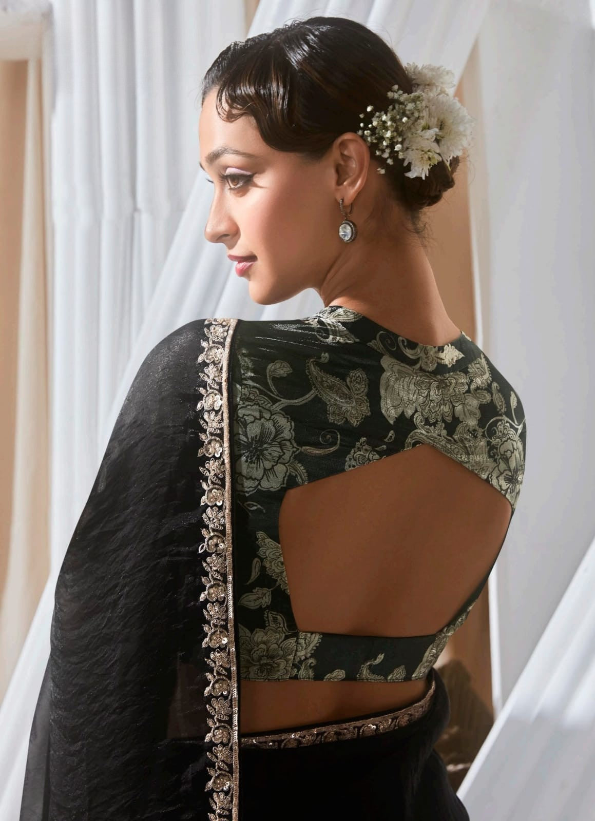 Lace Embroidered Georgette Fancy Saree