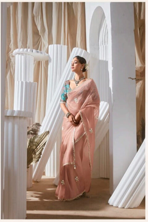 Lace Embroidered Georgette Fancy Saree