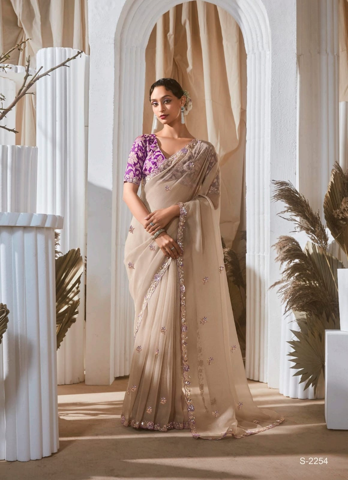 Lace Embroidered Georgette Fancy Saree