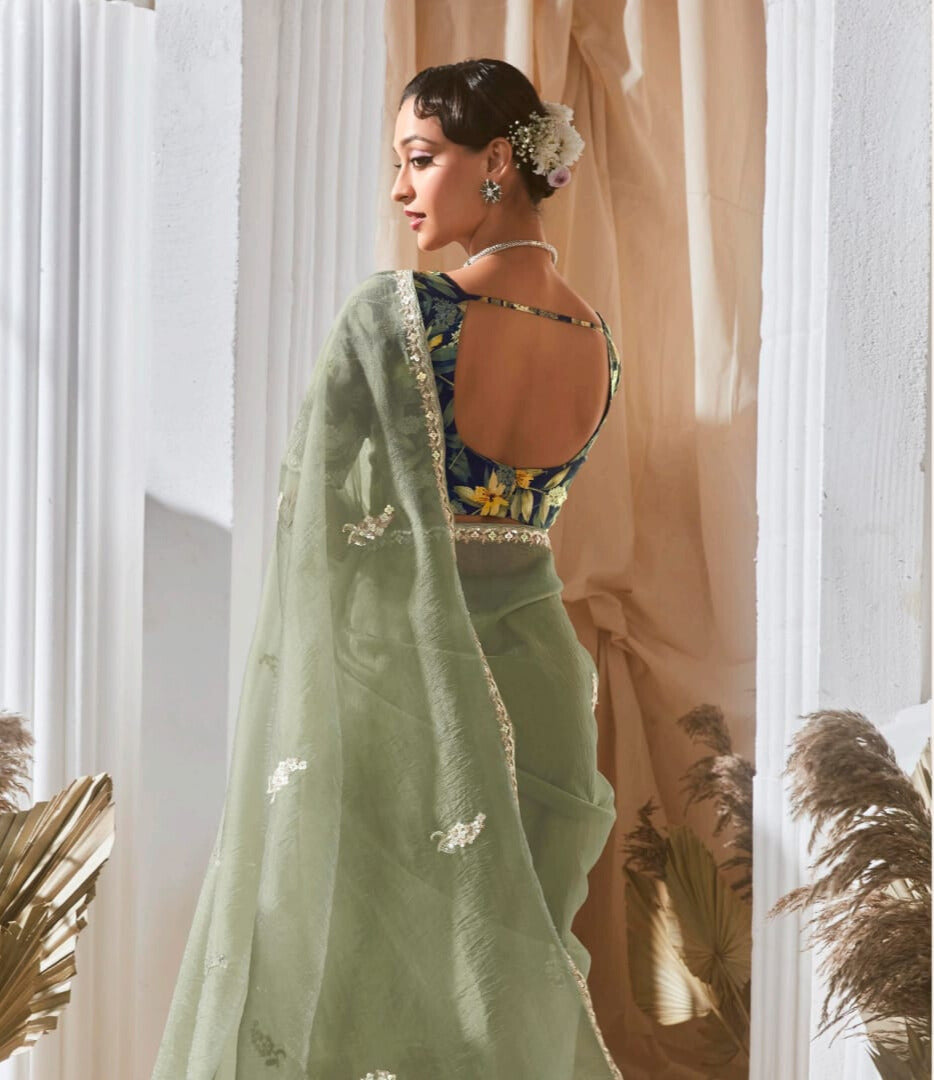 Lace Embroidered Georgette Fancy Saree