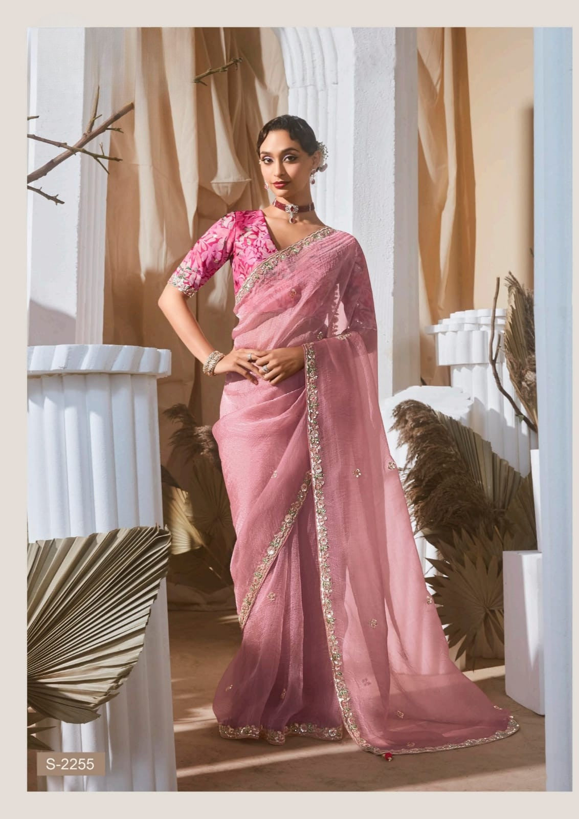 Lace Embroidered Georgette Fancy Saree