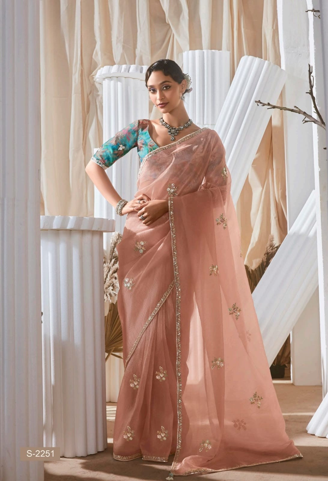 Lace Embroidered Georgette Fancy Saree