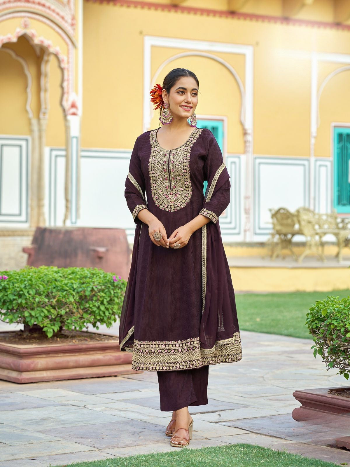 Sequins,Zari Embroidered  Anarkali Suit