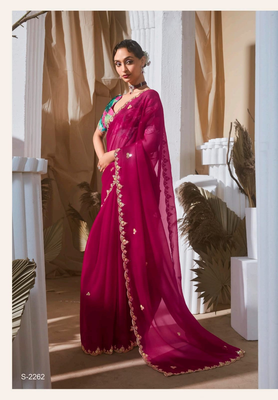 Lace Embroidered Georgette Fancy Saree