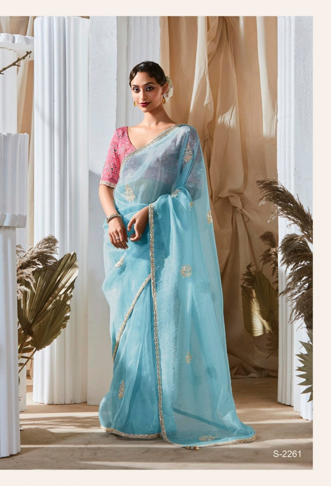 Lace Embroidered Georgette Fancy Saree