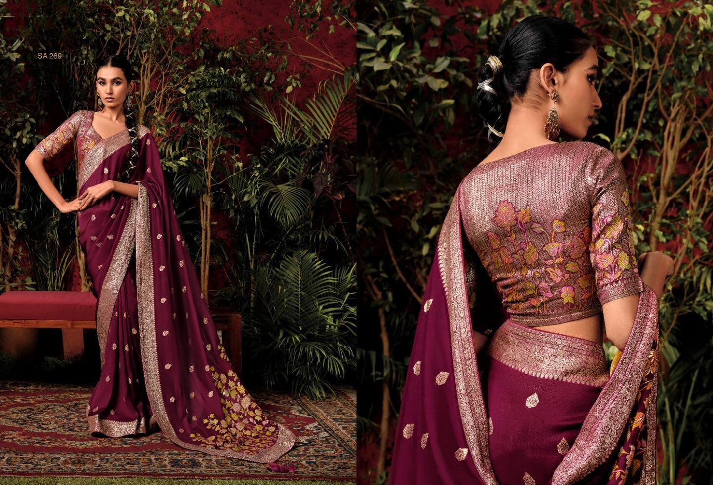 Pure Viscose Dola Silk Saree With Handwork On Blouse And Pallu