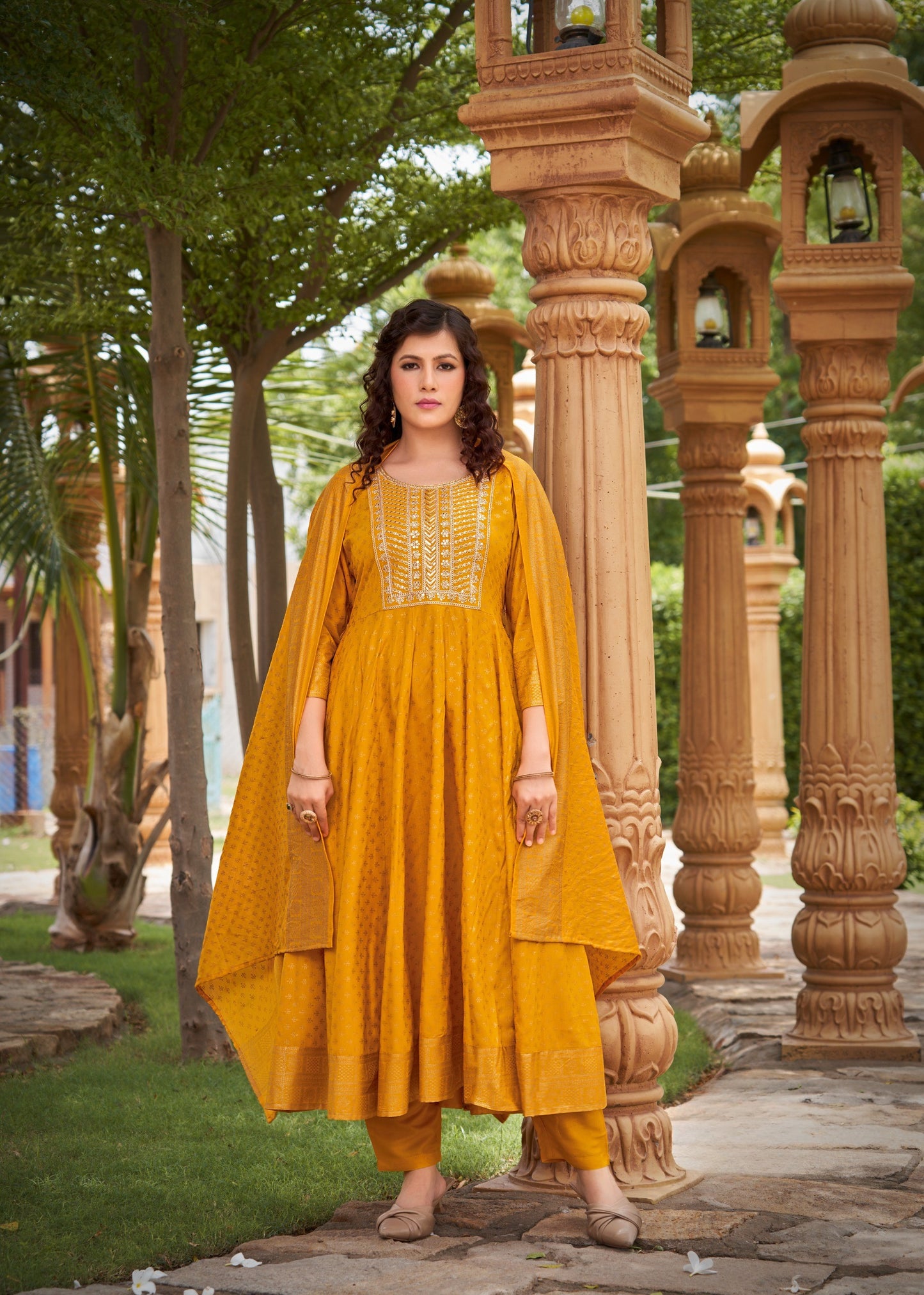 Heavy Rayon Foil Print  with Sequence Embroidery Readymade Suit