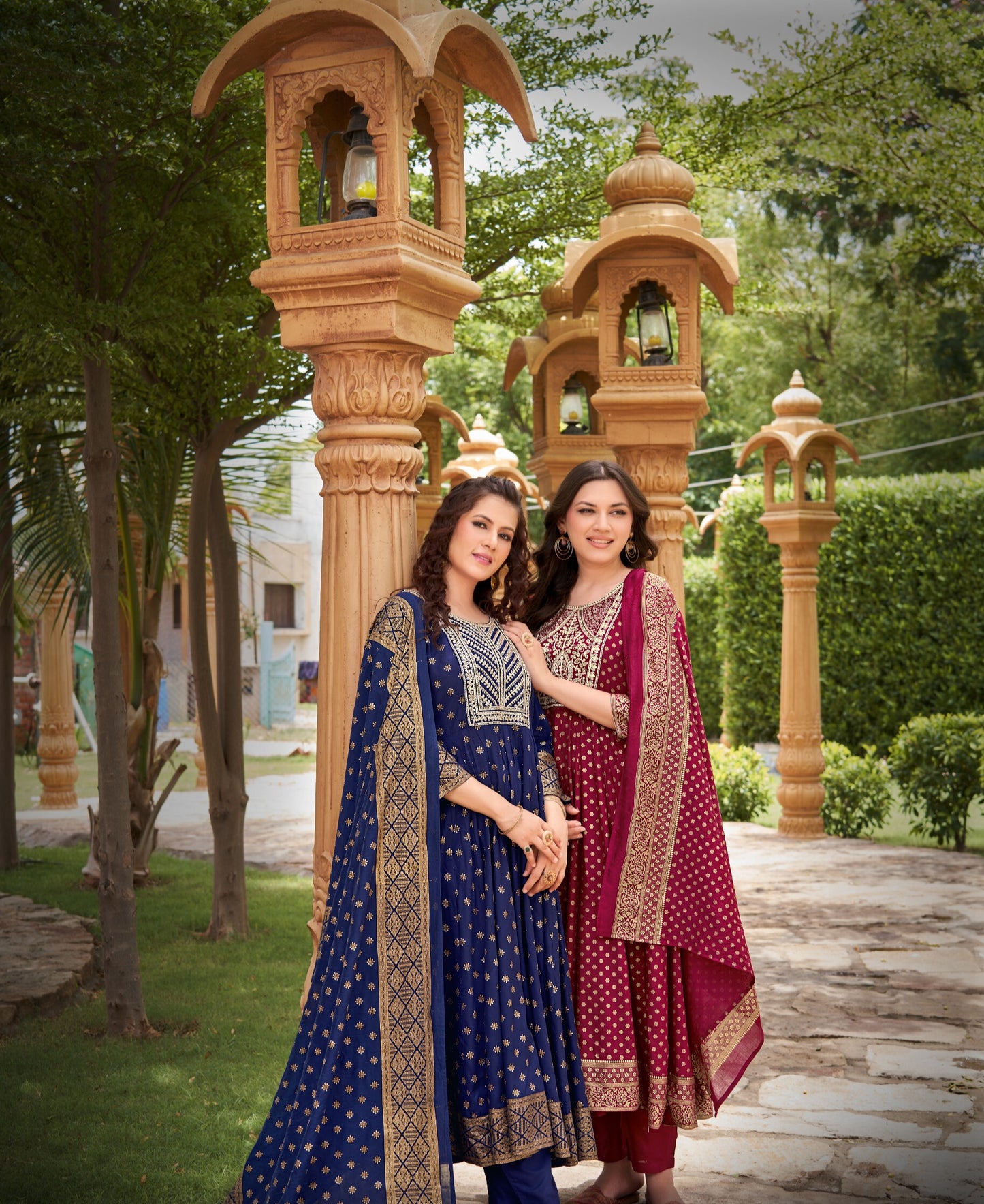 Heavy Rayon Foil Print  with Sequence Embroidery Readymade Suit