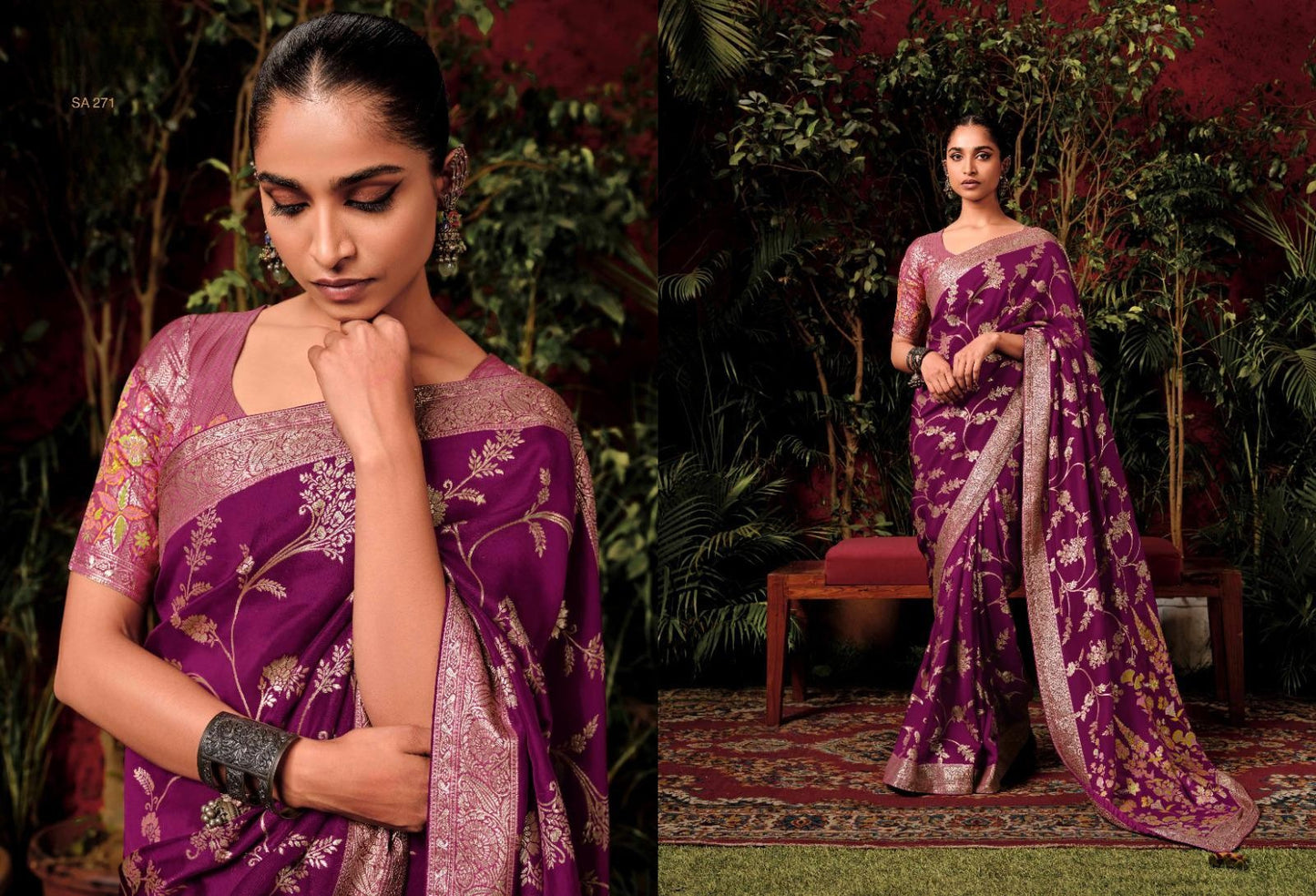 Pure Viscose Dola Silk Saree With Handwork On Blouse And Pallu
